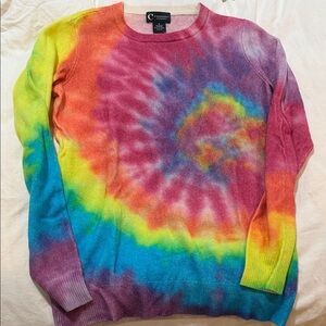 C by Bloomingdales Cashmere Tie-Dye Crewneck Sweater - Rainbow S